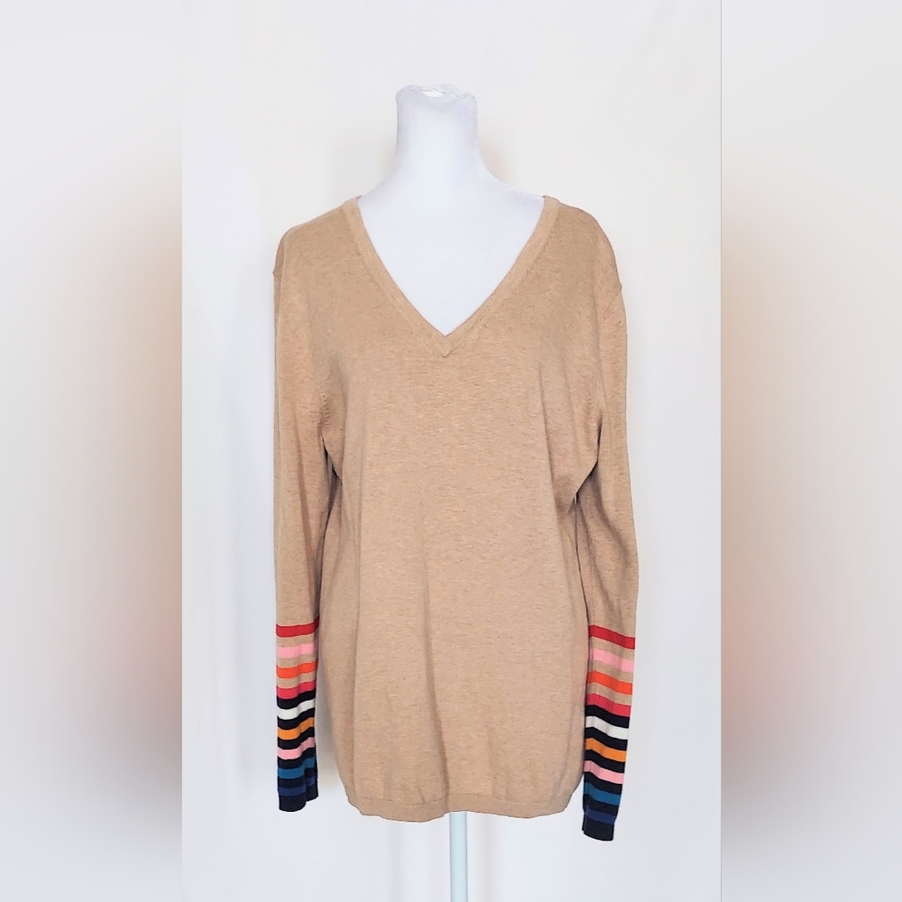 Tommy Hilfiger Ivy Cotton Rainbow Long Sleeve Sweater Size Large